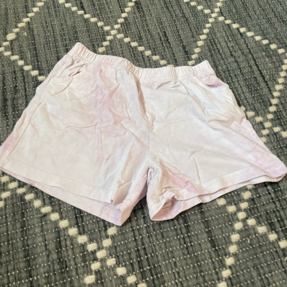 Pink and white tye dye shorts